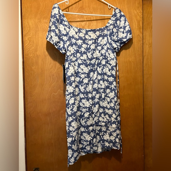 A. Byer Blue and White Flutter Sleeve Sundress - Picture 2 of 5